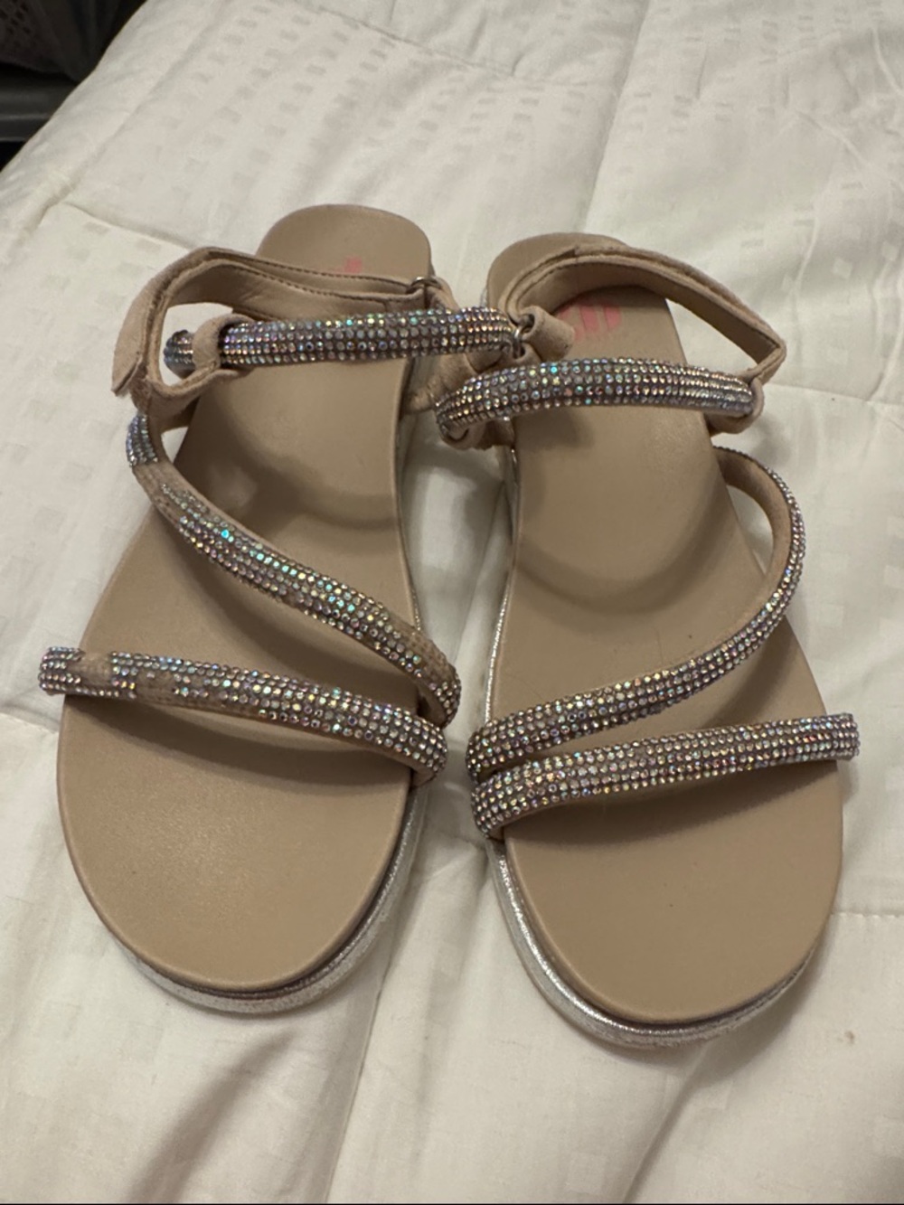 bp Pink Blush Rhinestone Triple-Strap Sandals